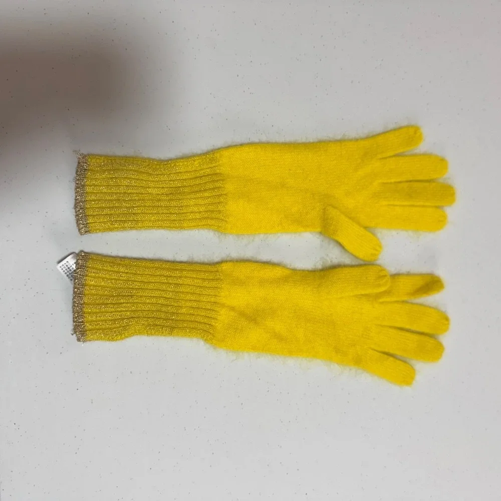 Juicy Couture Cashmere Gloves Yellow Rhinestone Snowflake Womens J9007265